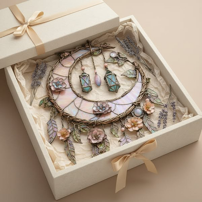 🔥🔥New Year Gift--🌙Hand-Painted Moon and Floral Window Decor💖--2D Acrylic