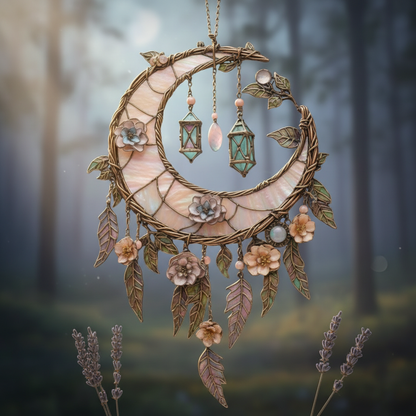 🔥🔥New Year Gift--🌙Hand-Painted Moon and Floral Window Decor💖--2D Acrylic